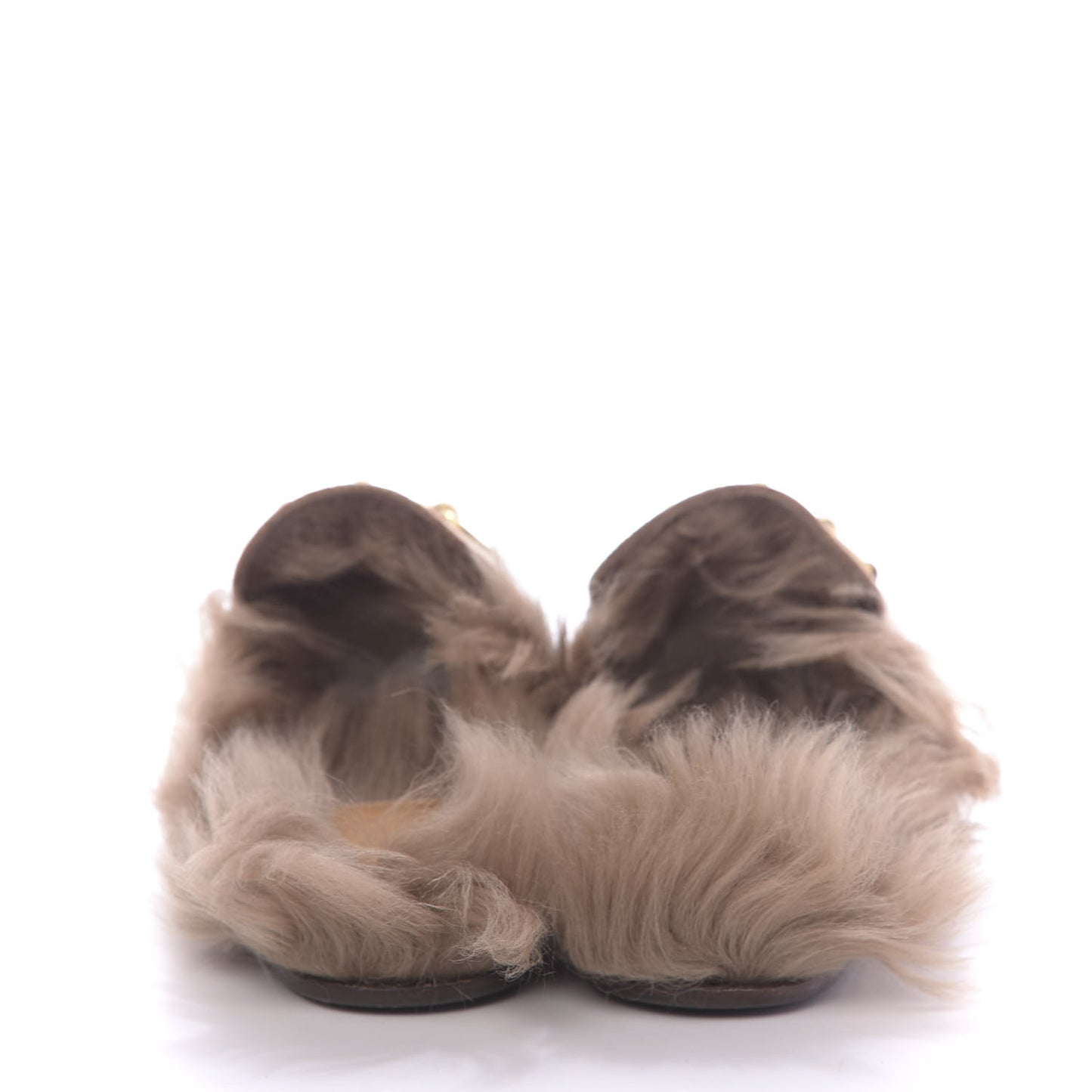 GG Monogram Fur Mens Princetown Slippers 9 Beige Ruggine Rust