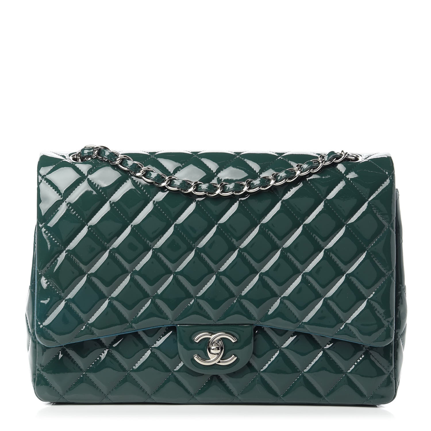 Chanel Patent Maxi Double Flap Turquoise 1 of 12