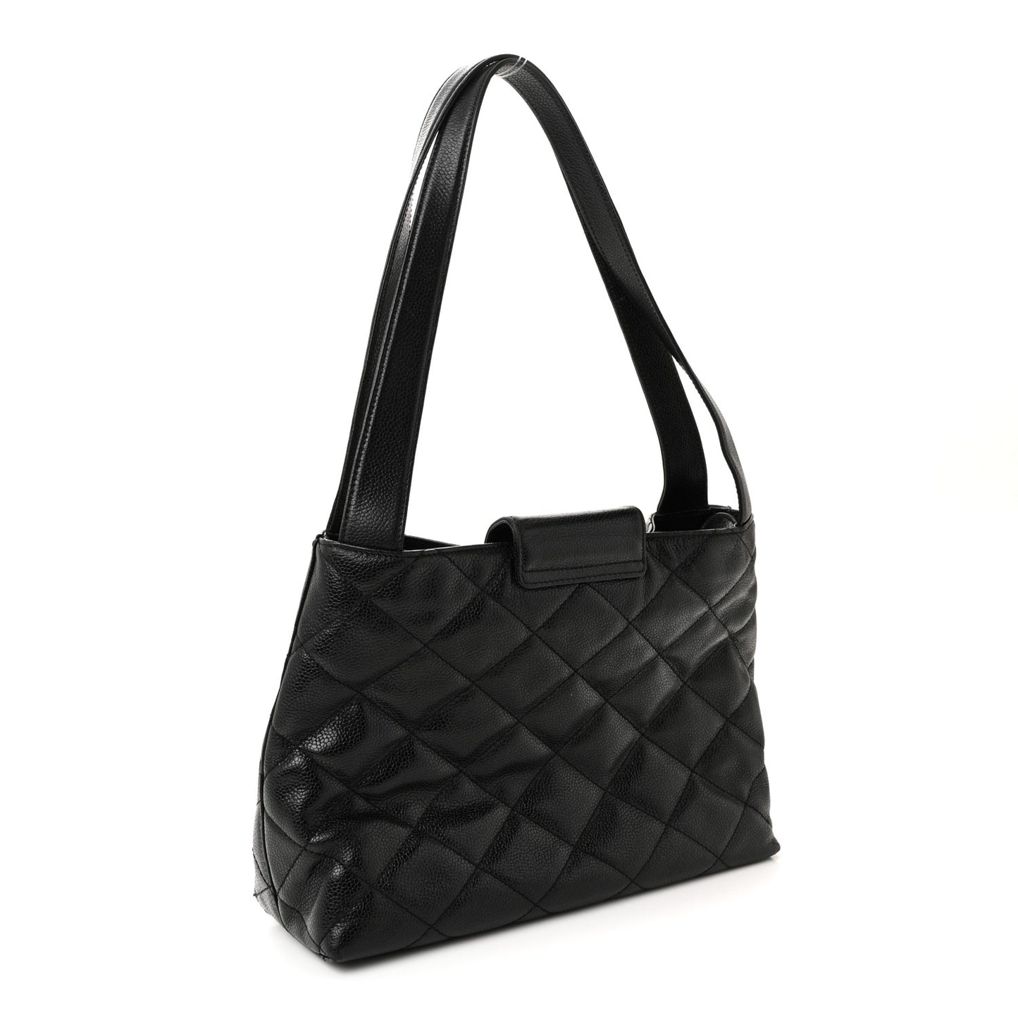 Caviar Diamond Flap Shoulder Bag Black