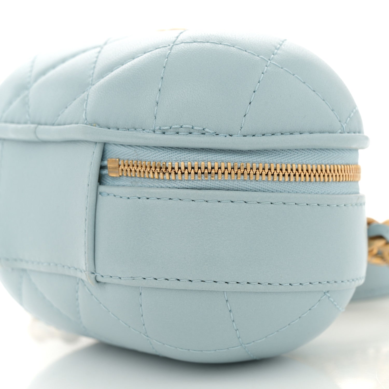 Chanel Lambskin Quilted CC Bubble Vanity Case With Chain Light Blue 10 of 11