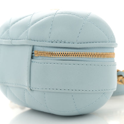 Chanel Lambskin Quilted CC Bubble Vanity Case With Chain Light Blue 10 of 11