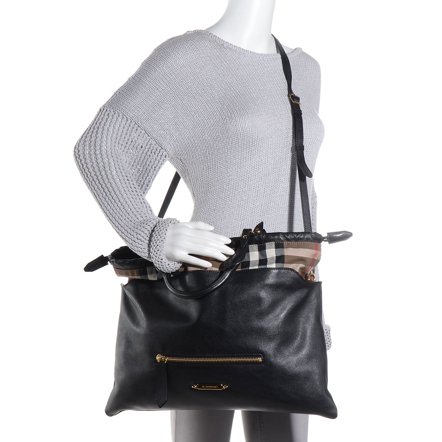 Burberry Calfskin House Check Big Crush Black 2 of 12