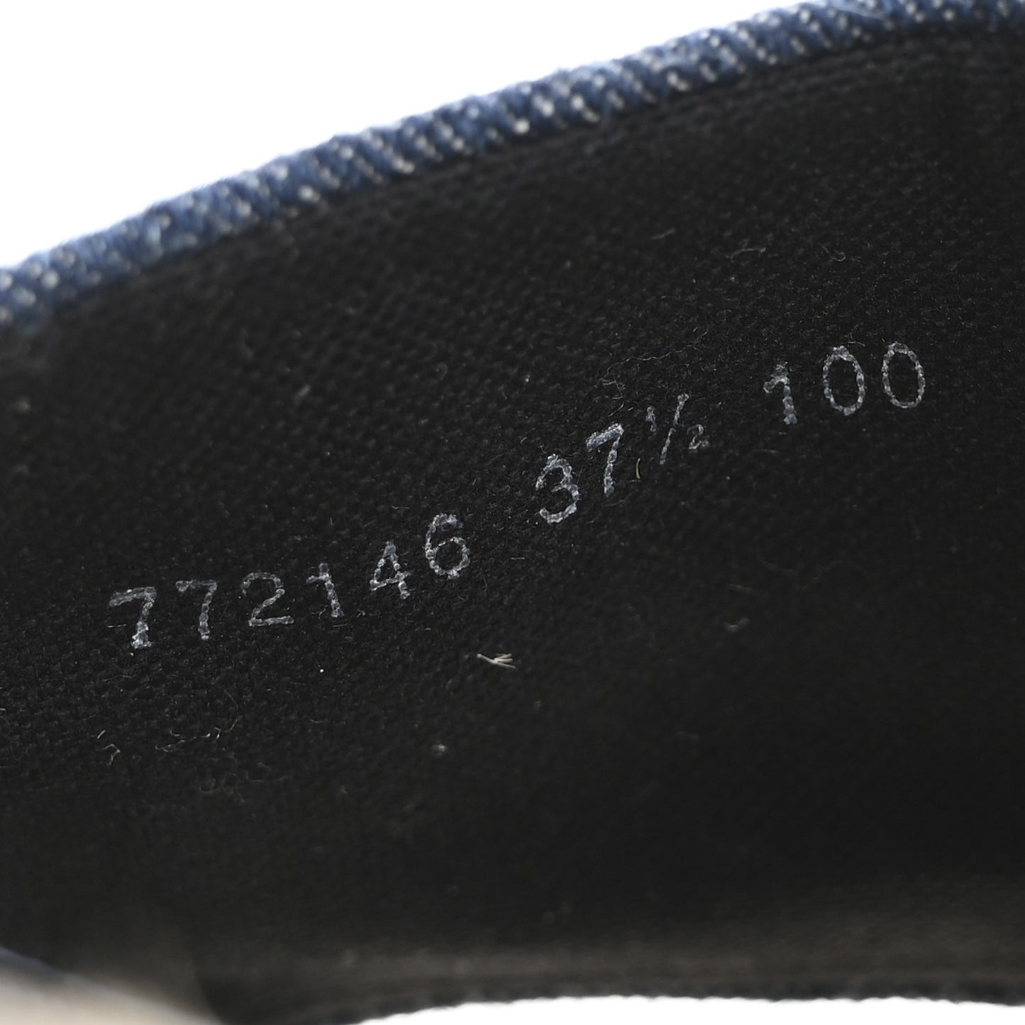 Denim Crystals GG Monogram Espadrille 20mm Slide Sandals 37.5 Denim