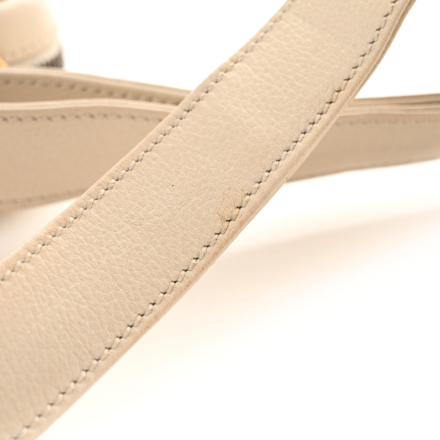 Grained Calfskin Mini Logo Messenger Bag White