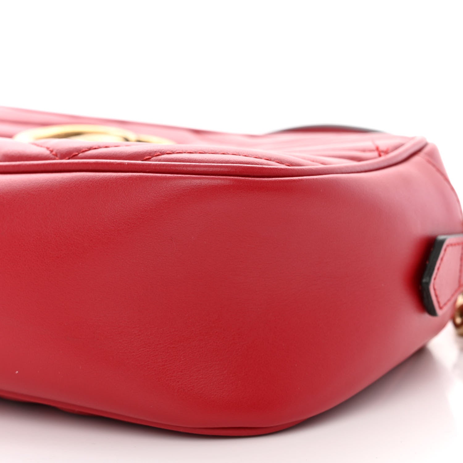 Gucci Calfskin Matelasse Small GG Marmont Chain Shoulder Bag Hibiscus Red 10 of 12