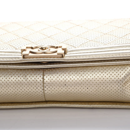 Chanel Lambskin Perforated Quilted New Medium Boy Flap Gold 19 of 22