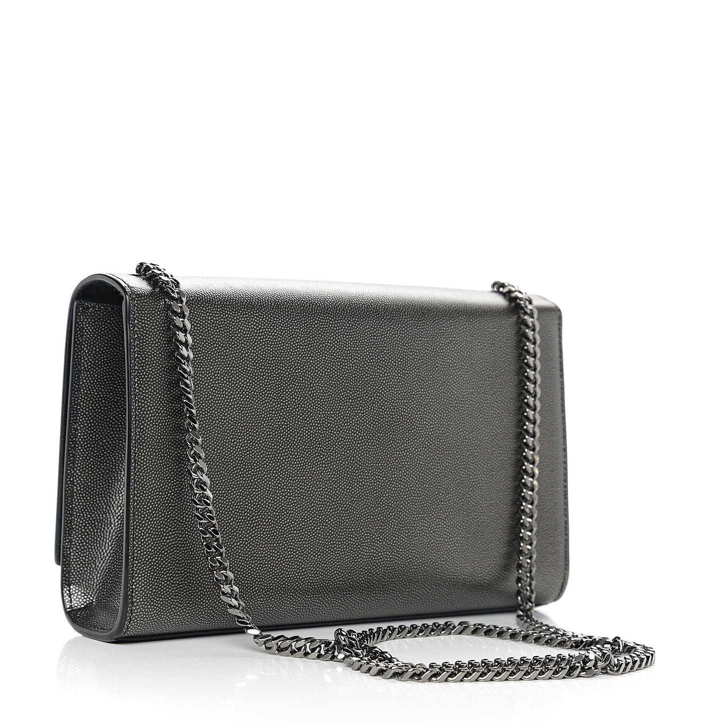 Metallic Grain De Poudre Medium Classic Monogram Kate Satchel Dark Lead