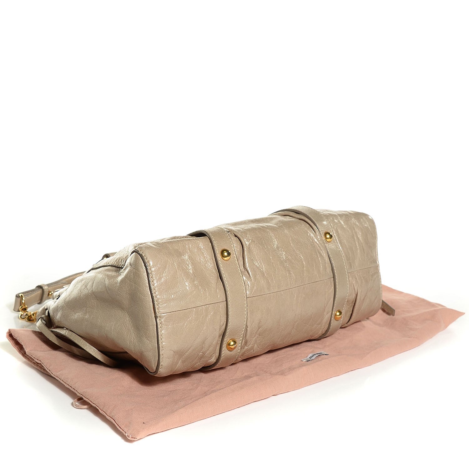 Miu Miu Vitello Lux Gathered Tote Pomice 4 of 9