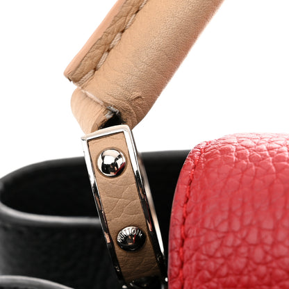 Louis Vuitton Taurillon Capucines MM Black Beige Red 10 of 12