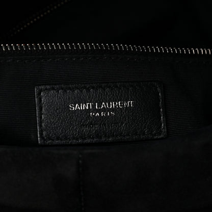 Saint Laurent Suede Quilted Medium Loulou Puffer Monogram Chain Satchel Black 6 of 12