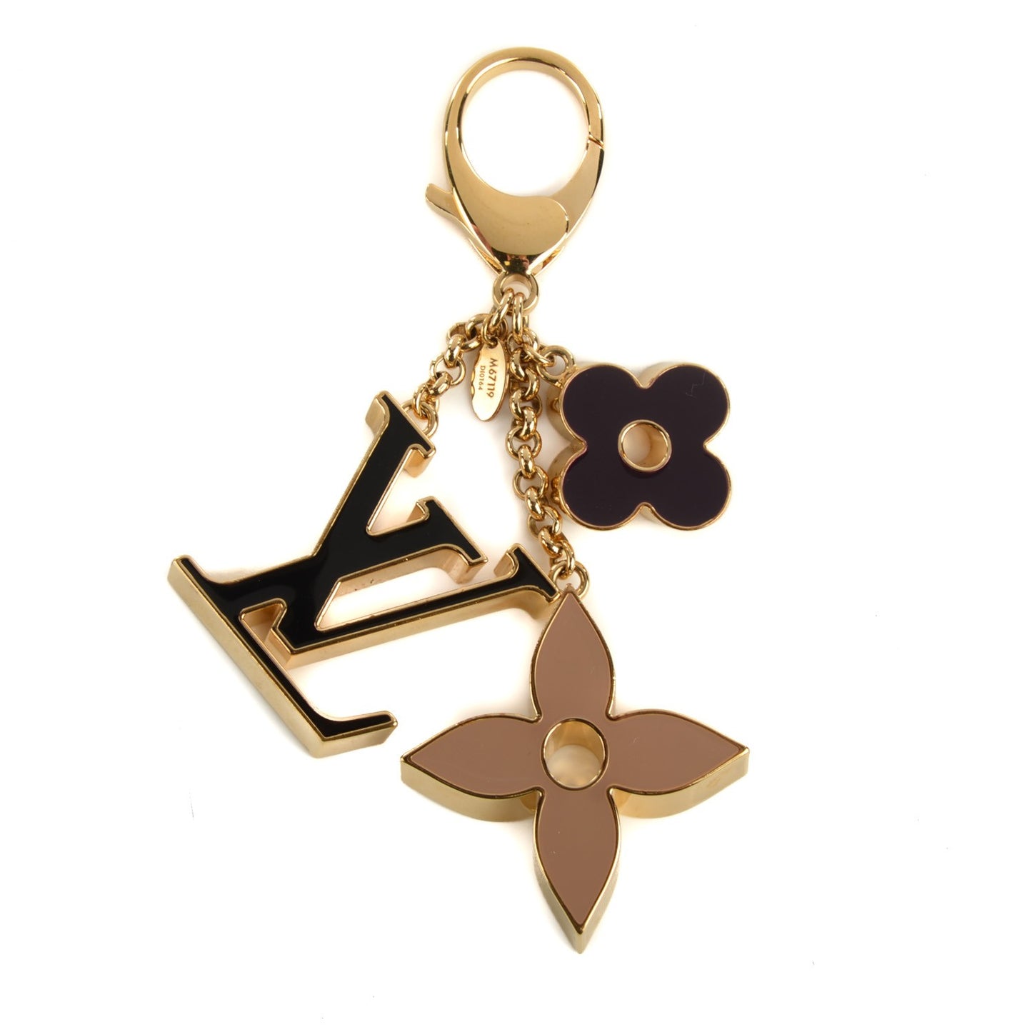Fleur De Monogram Bag Charm Dore