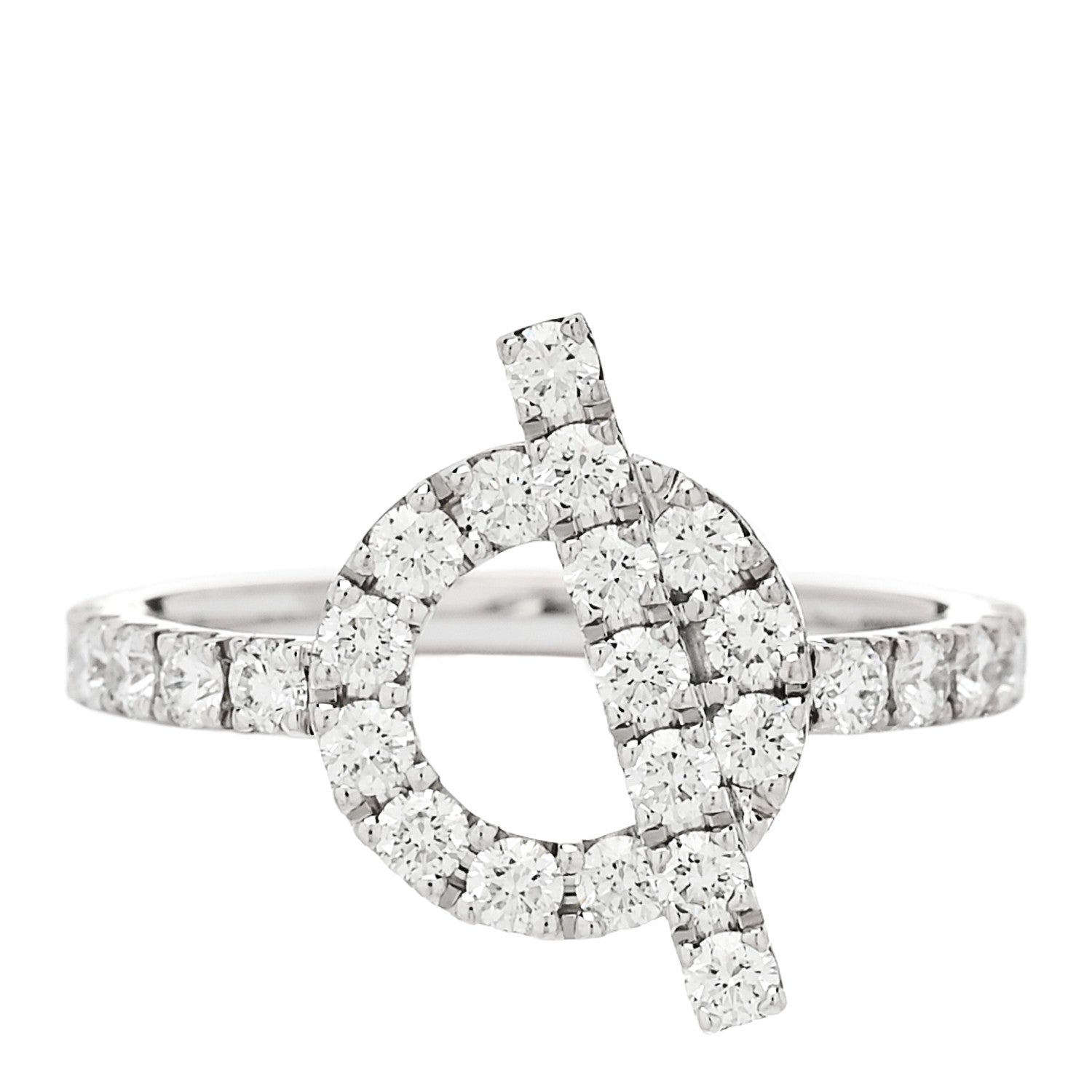 Hermes 18K White Gold Diamond Finesse Ring 51 5.75 1 of 6