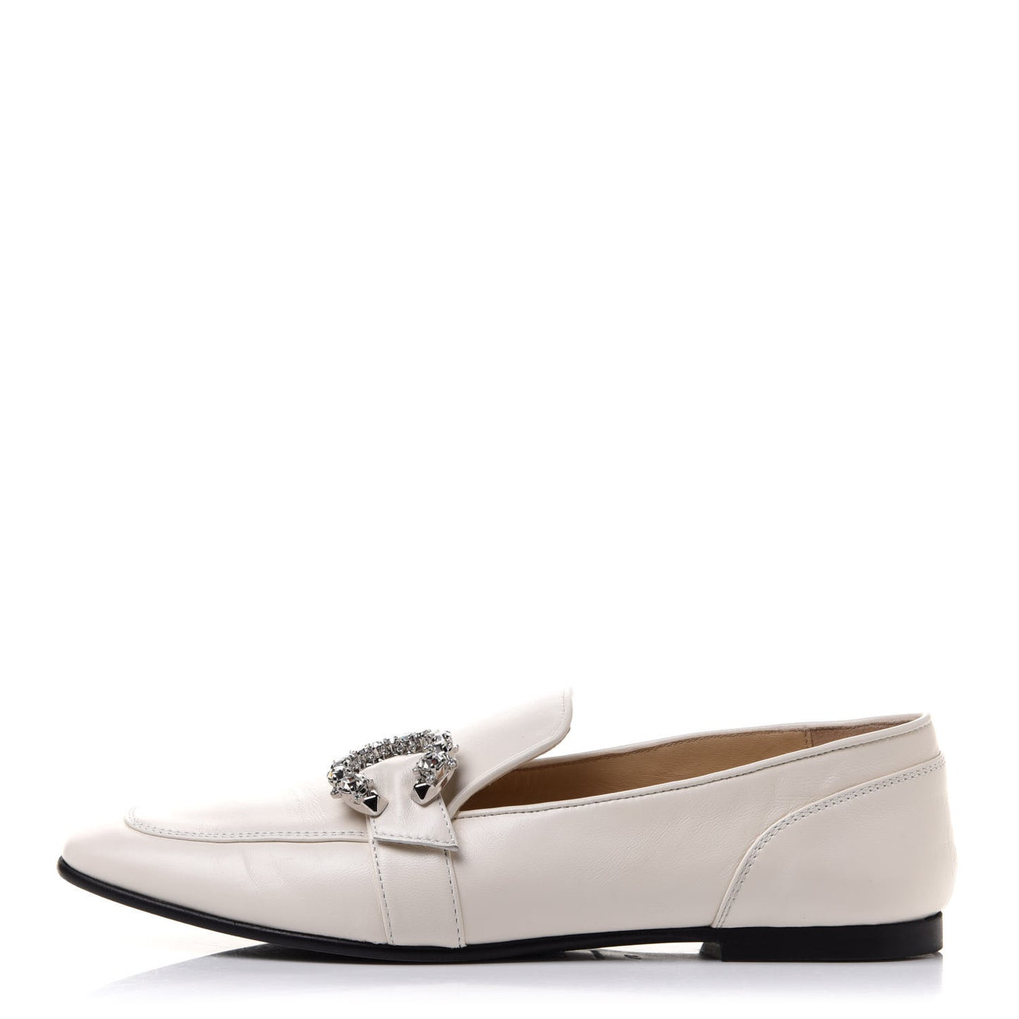 Nappa Crystal Mani Flat Loafer 39.5 Latte