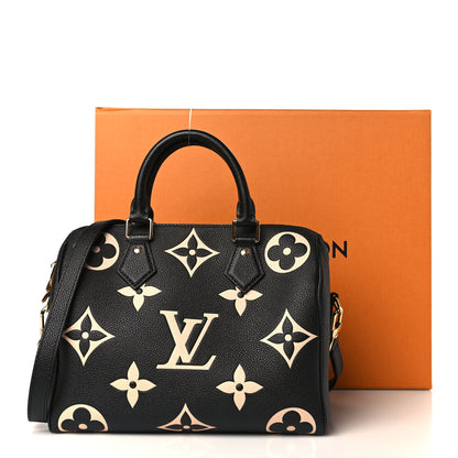 Louis Vuitton Empreinte Monogram Giant Speedy Bandouliere 25 Black Beige 9 of 9