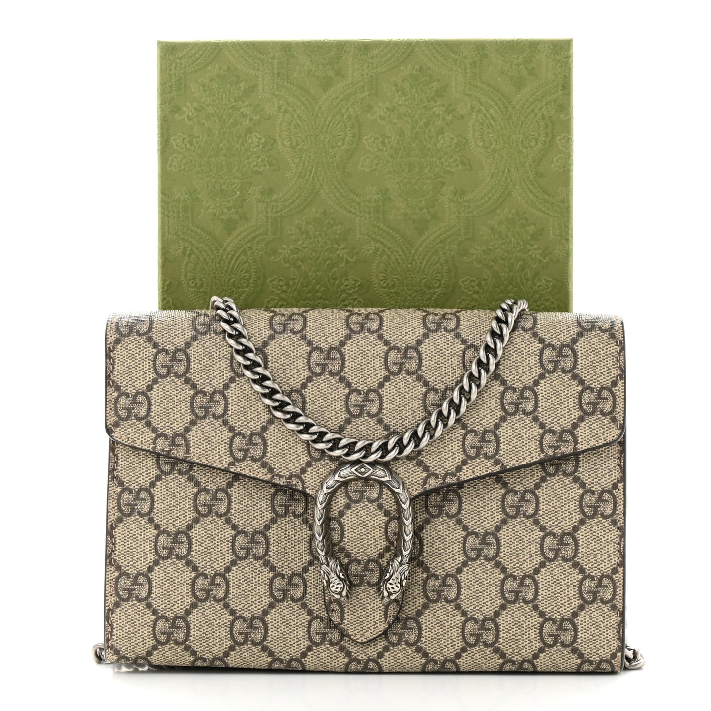 GG Supreme Monogram Mini Dionysus Chain Wallet Beige Vulcanic Red