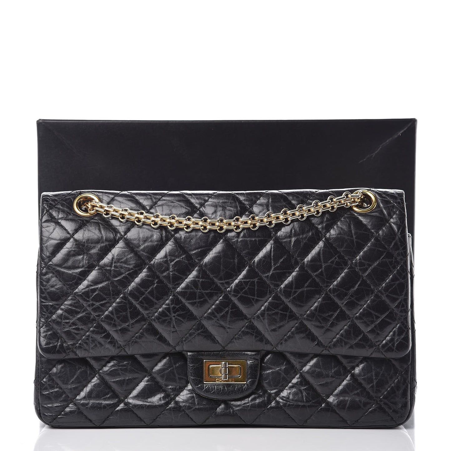 Aged Calfskin Quilted 2.55 Reissue 226 Flap Black
