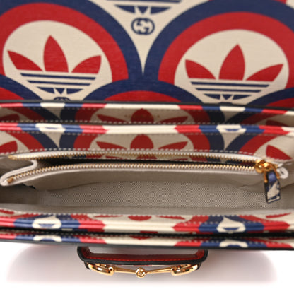 Gucci X ADIDAS Shangai Calfskin Web Trefoil Interlocking G Small Horsebit 1955 Shoulder Bag Red White Blue 5 of 10
