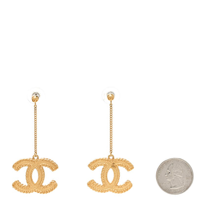 Chanel CC Drop Earrings Matte Gold 2 of 6