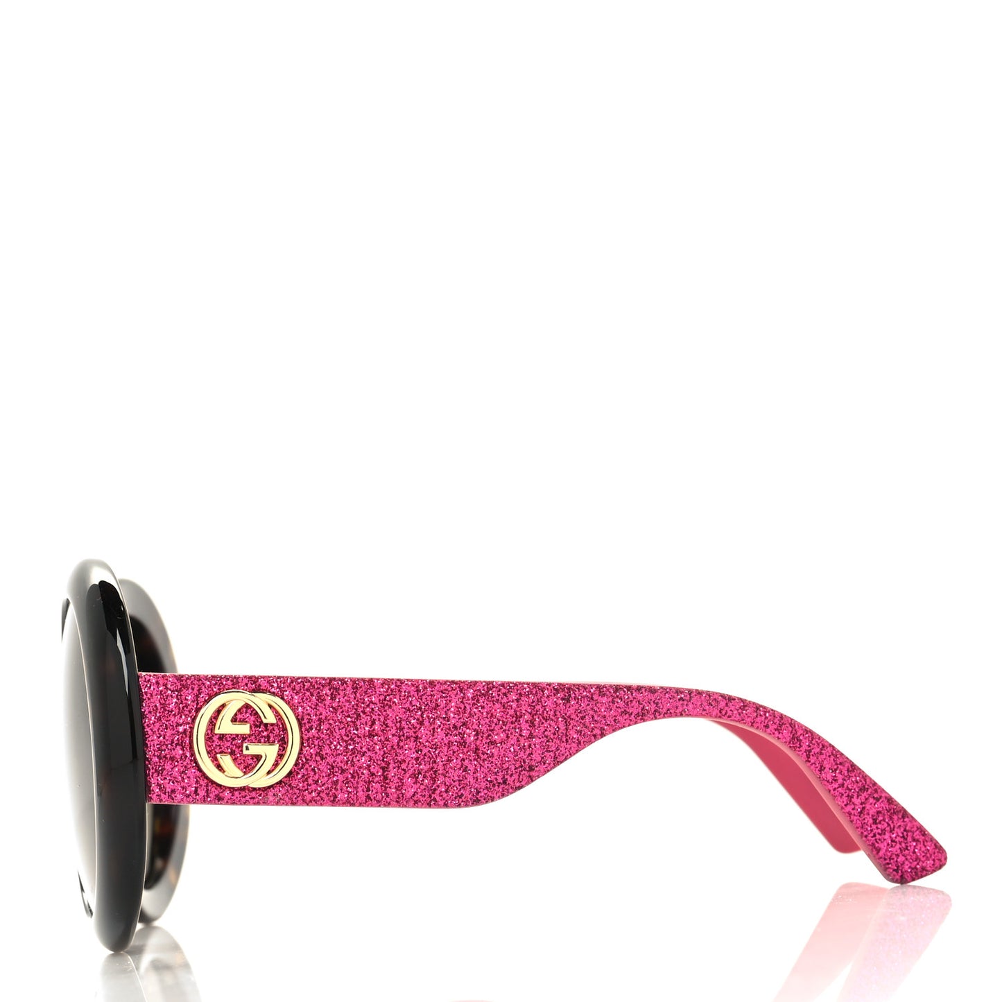 Acetate Round GG0101S Glitter Sunglasses Havana Pink