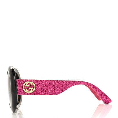 Gucci Acetate Round GG0101S Glitter Sunglasses Havana Pink 3 of 8