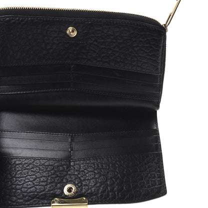 Burberry Signature Grain Calfskin Check Embossed Alvington Continental Wallet Black 7 of 7