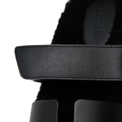 Hermes Calfskin Woolskin Womens Chypre Sandals 38.5 Black 10 of 11