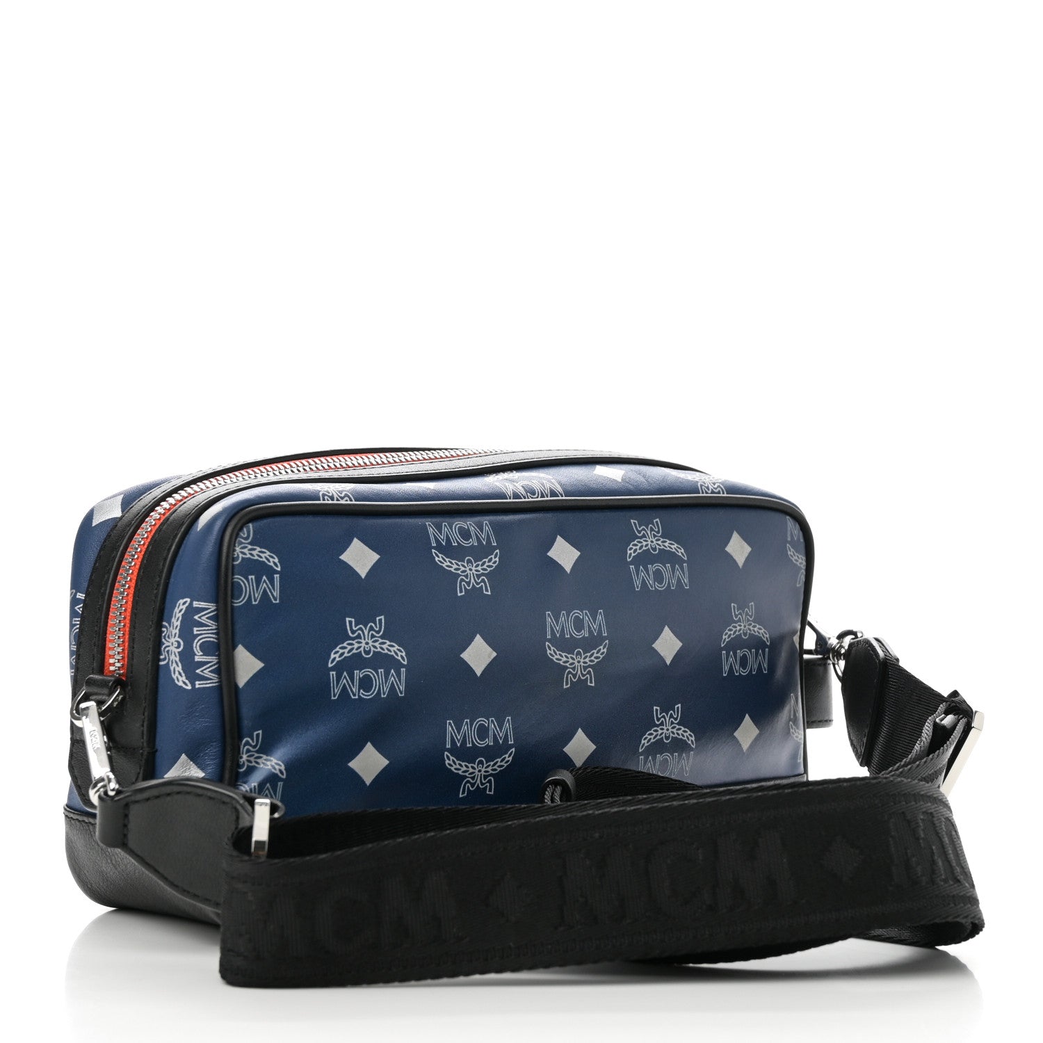 MCM Visetos Reflective Nylon Small Crossbody Estate Blue 3 of 9