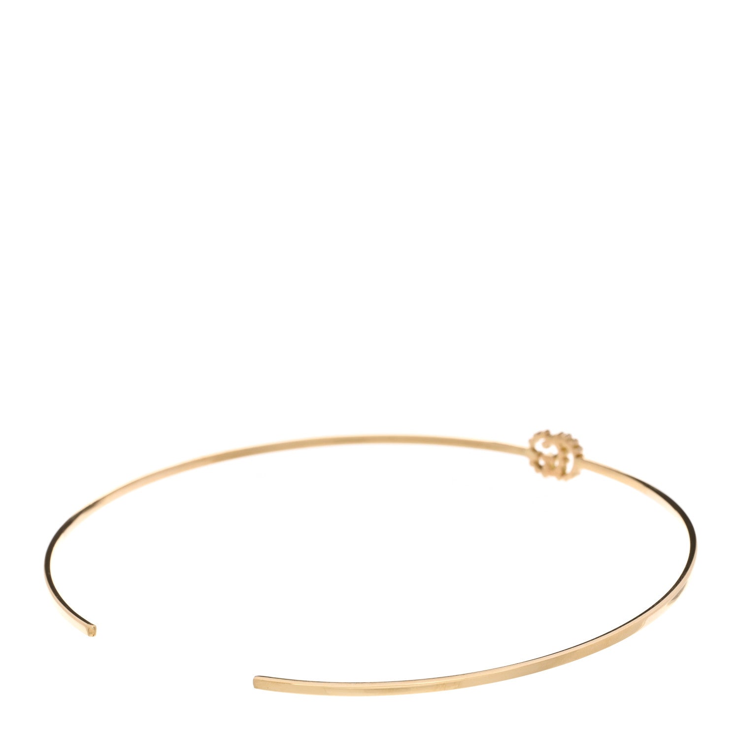 Gucci 18K Yellow Gold Diamond GG Running Choker Necklace 3 of 4
