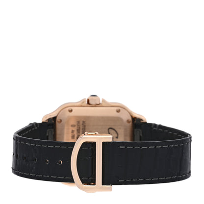 Cartier 18K Pink Gold Alligator Diamond Bezel 35mm Santos Dumont Automatic Watch Black 3 of 5