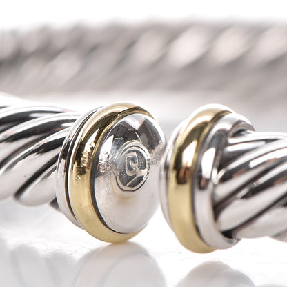 David Yurman Sterling Silver 18K Yellow Gold 7mm Cablespira Bracelet 5 of 5