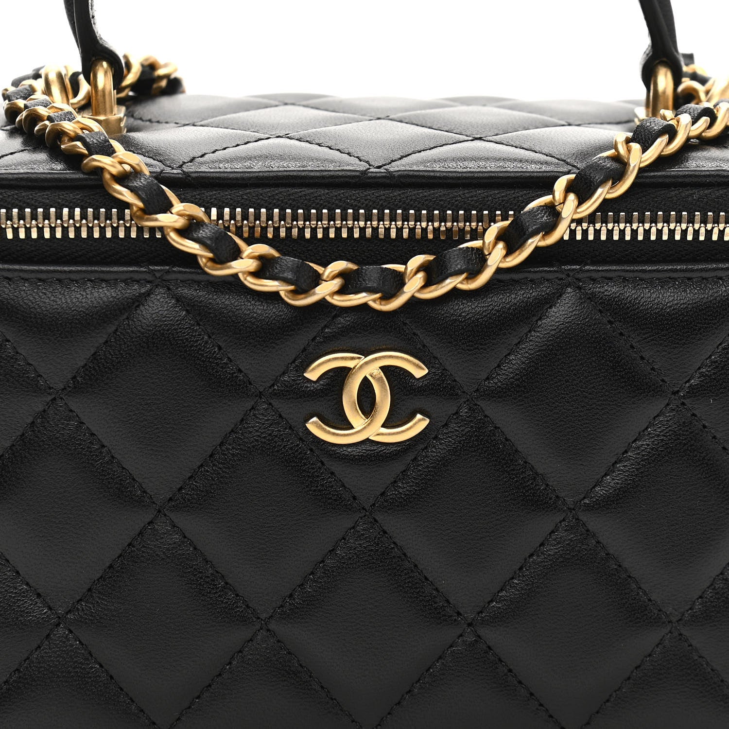 Chanel Lambskin Quilted Small Top Handle Vanity Case With Chain Black 8 of 11
