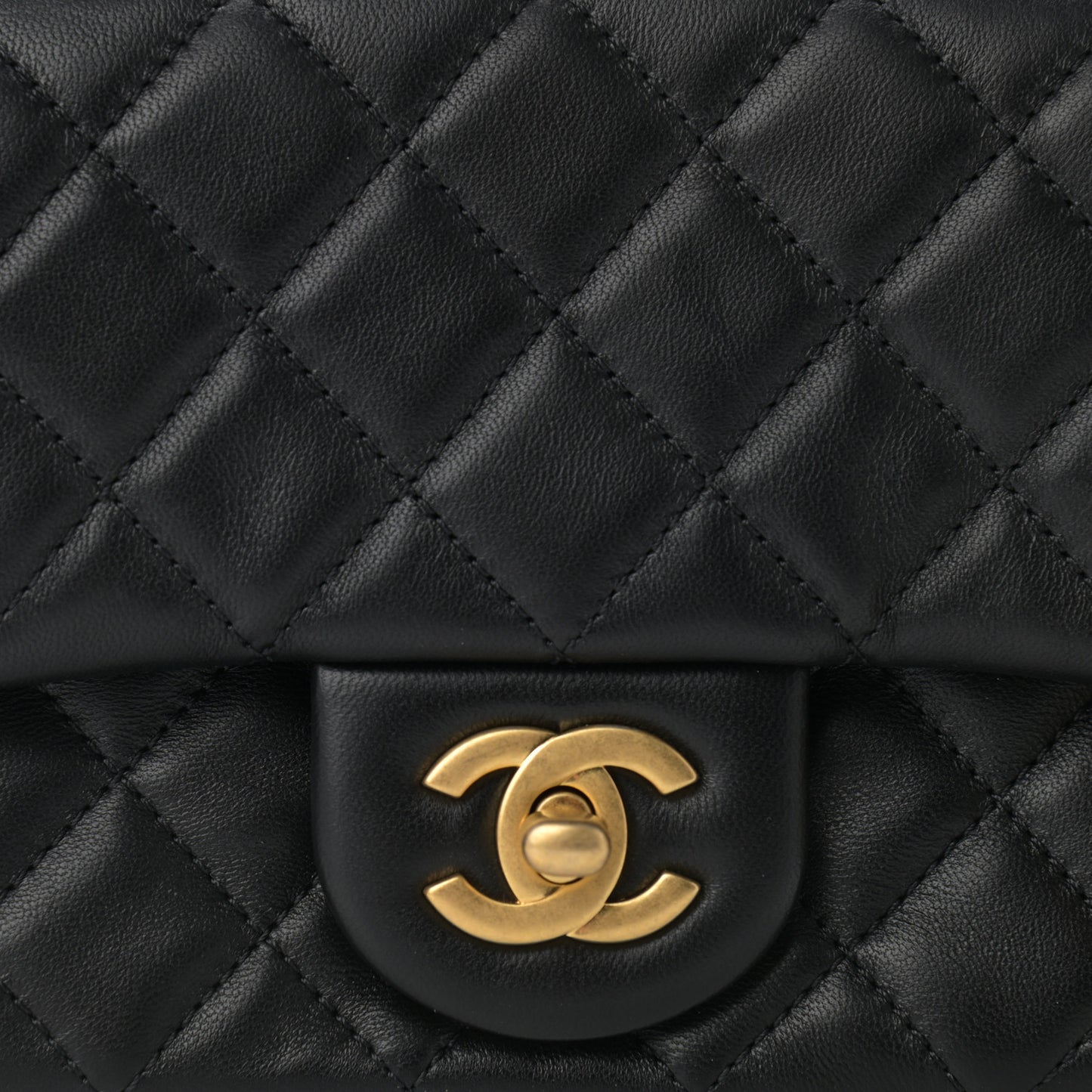 Lambskin Quilted Mini Rectangular Pearl Crush Flap Black