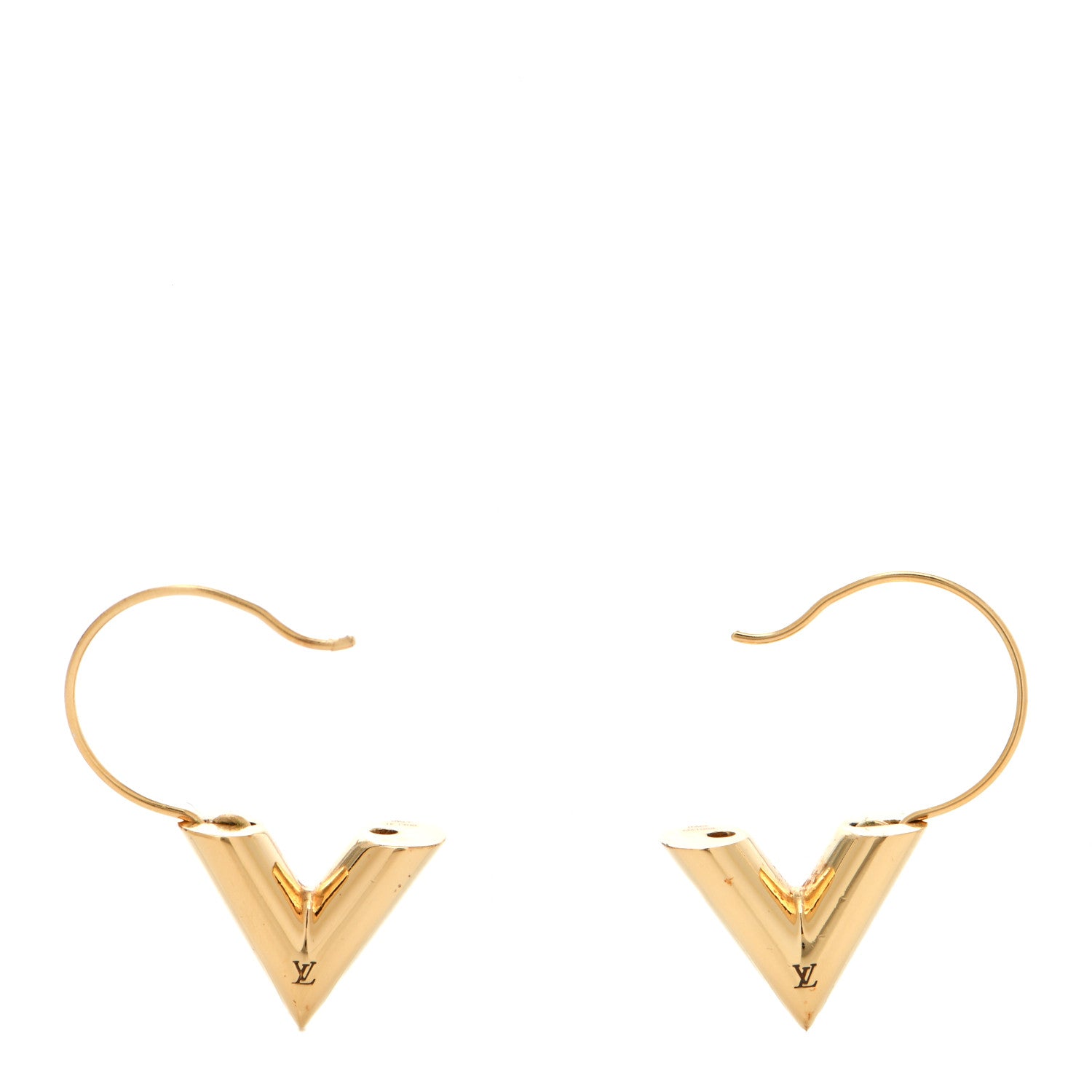Louis Vuitton Brass Essential V Hoop Earrings Gold 3 of 4