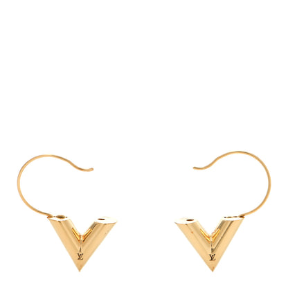 Louis Vuitton Brass Essential V Hoop Earrings Gold 3 of 4