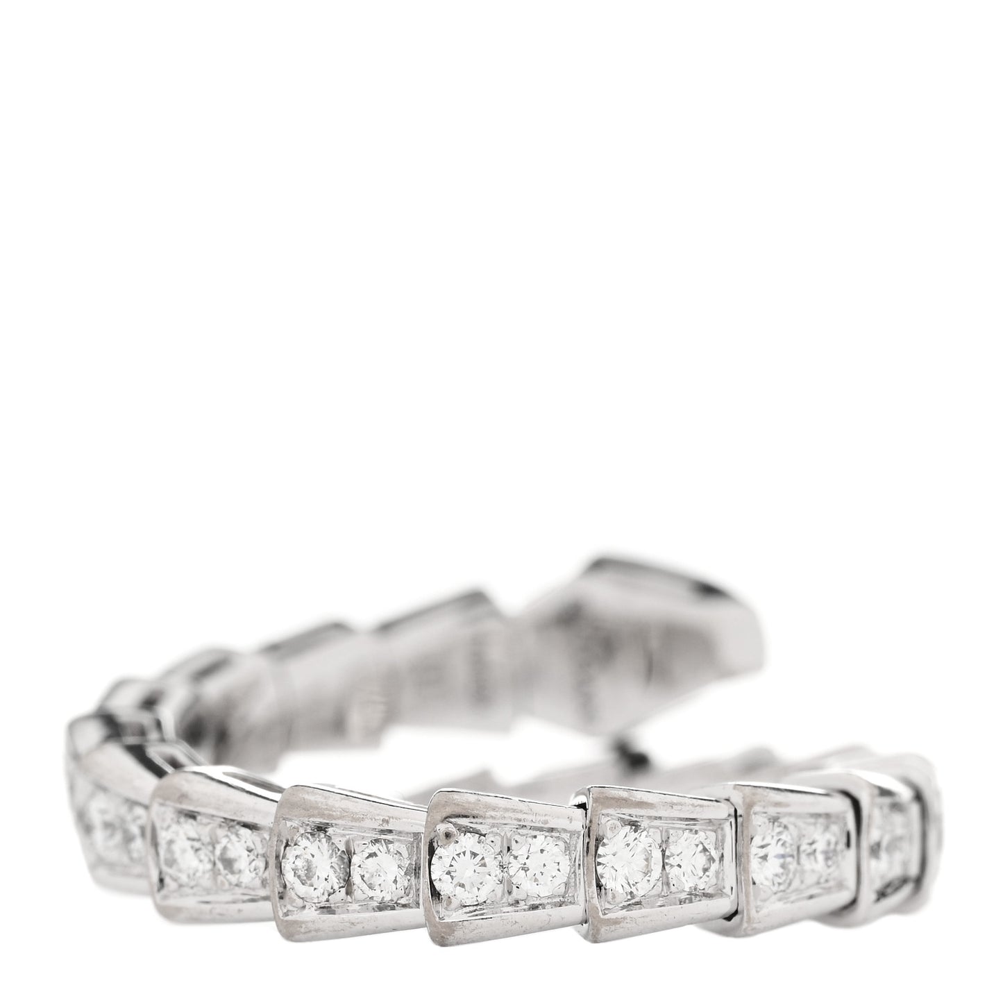 18K White Gold Diamond Serpenti Viper Pave Ring M