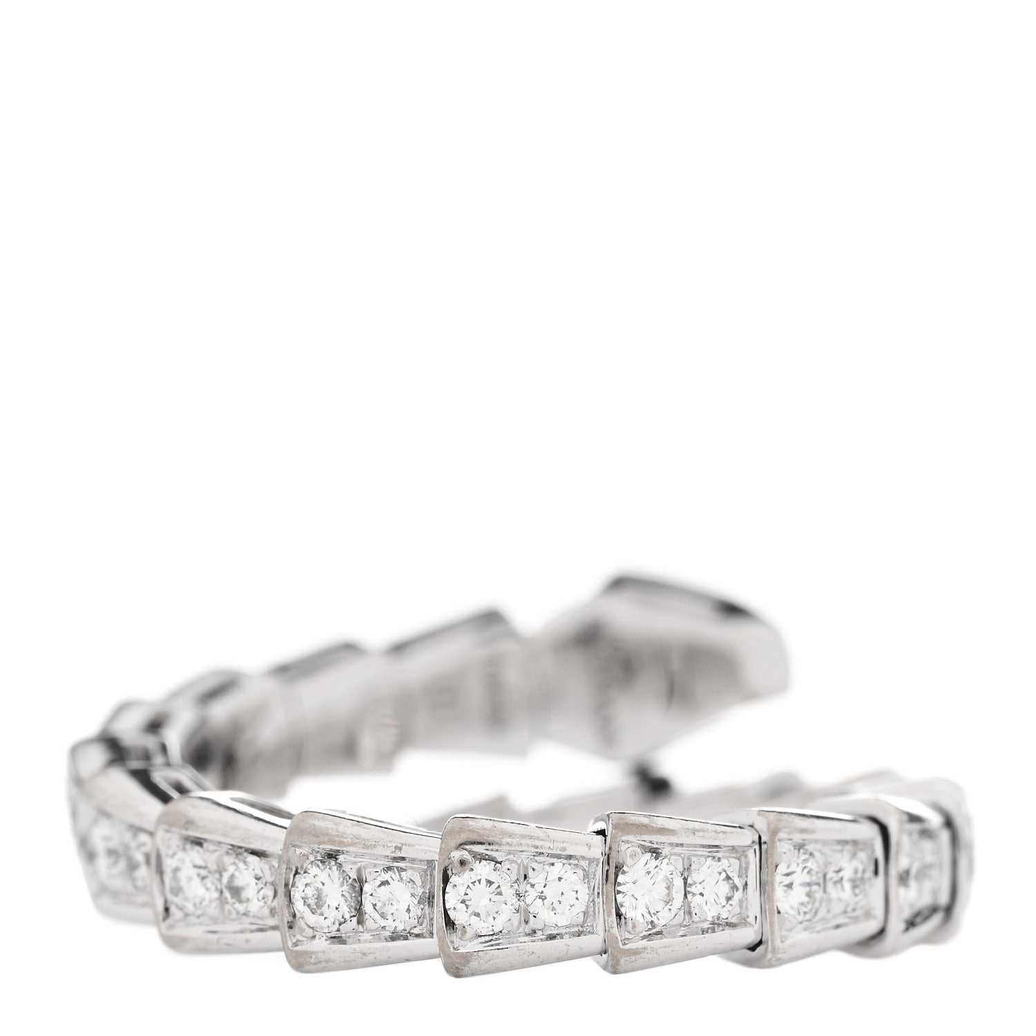 Bulgari 18K White Gold Diamond Serpenti Viper Pave Ring M 2 of 4
