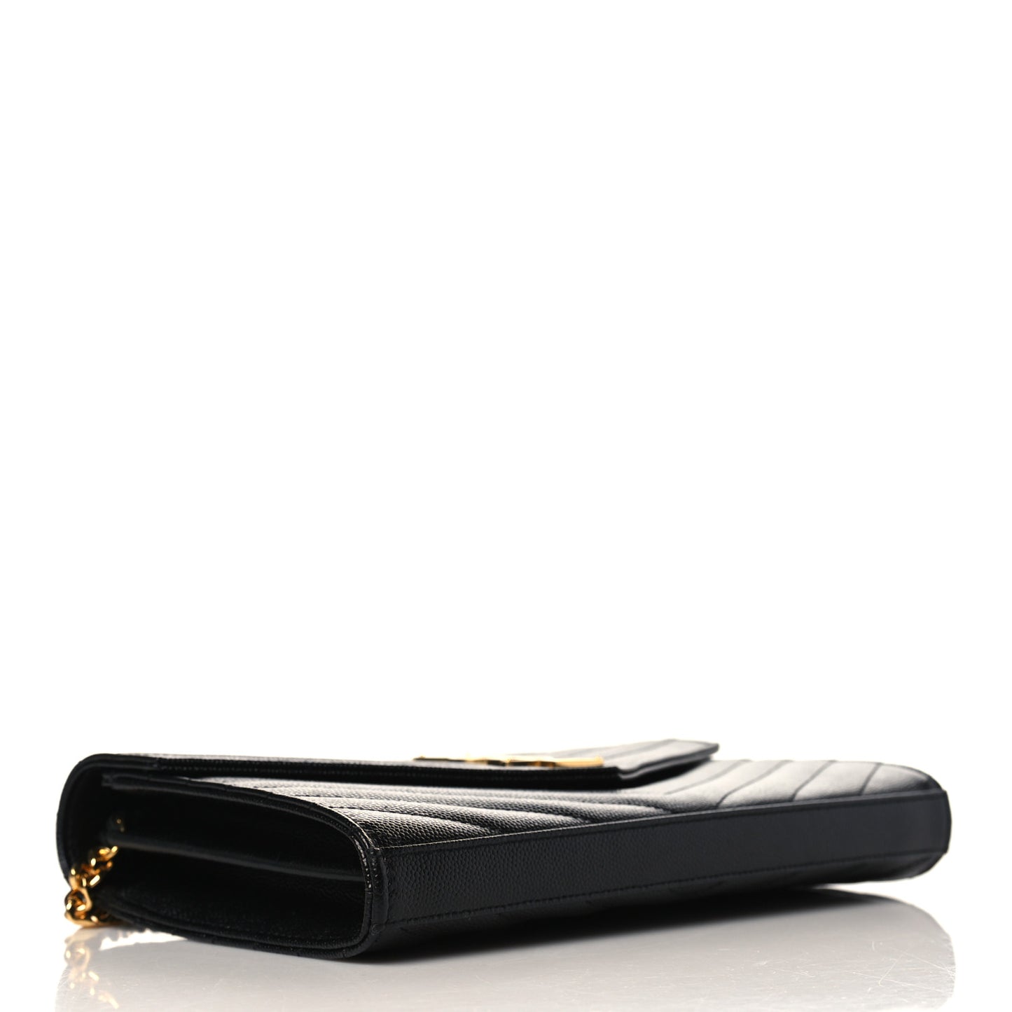 Grain De Poudre Matelasse Chevron Monogram Chain Wallet Black