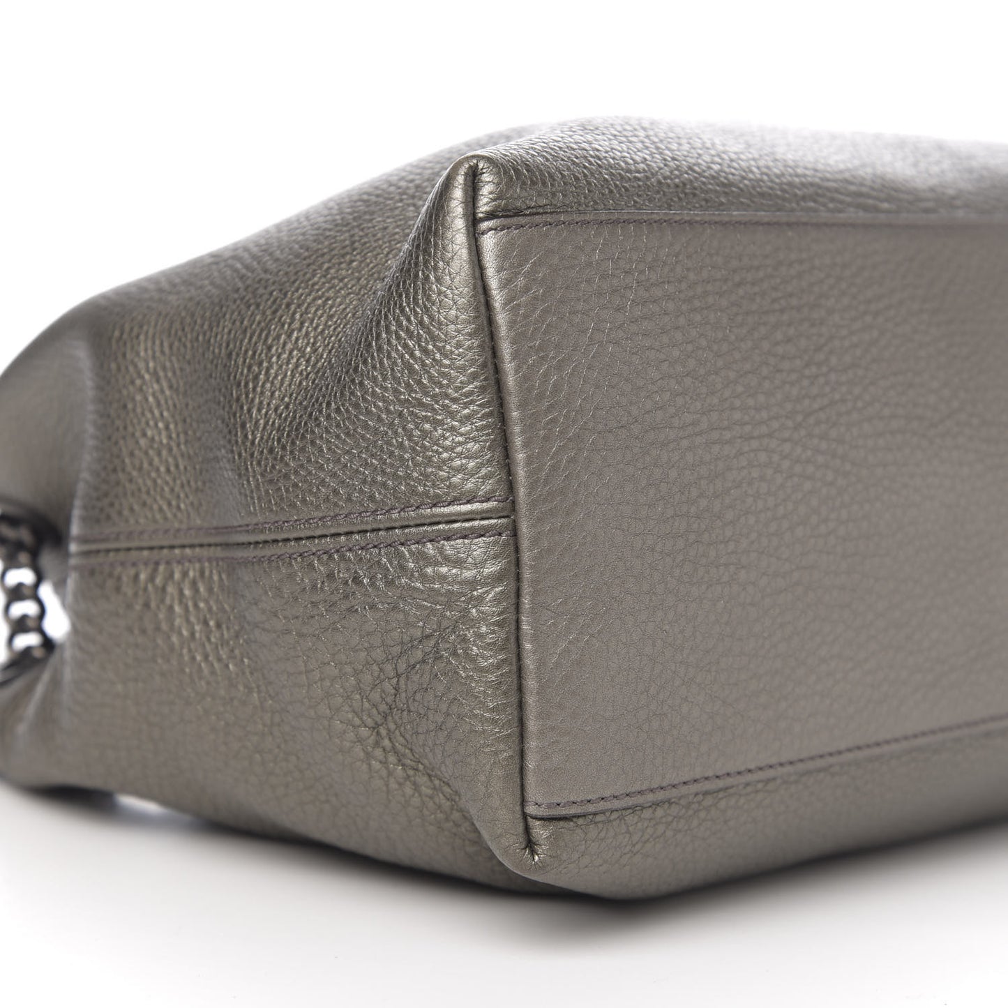 Metallic Pebbled Calfskin Medium Soho Chain Shoulder Bag Sasso
