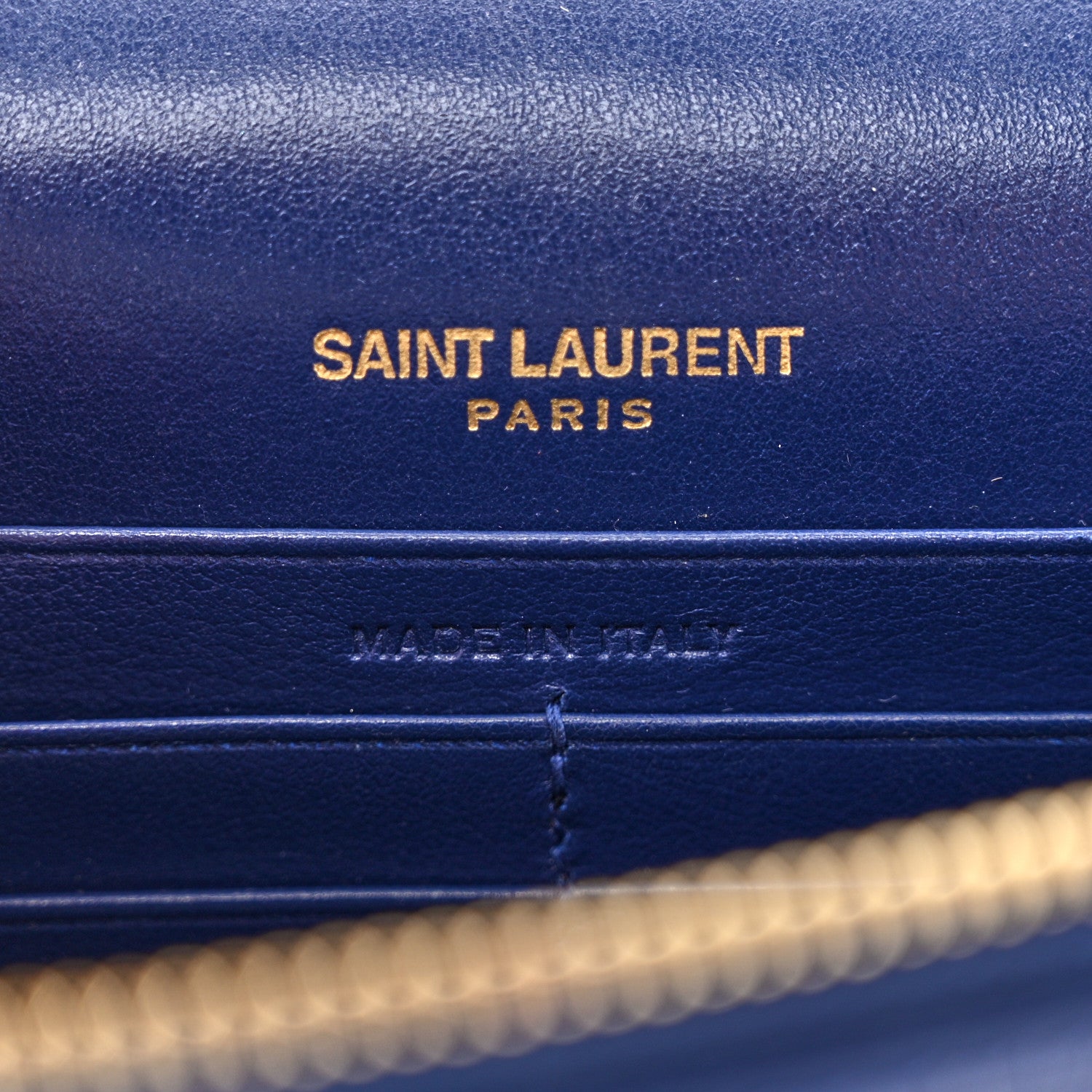 Saint Laurent Calfskin Crocodile Embossed Kate Monogram Tassel Chain Wallet Royal Blue 6 of 13