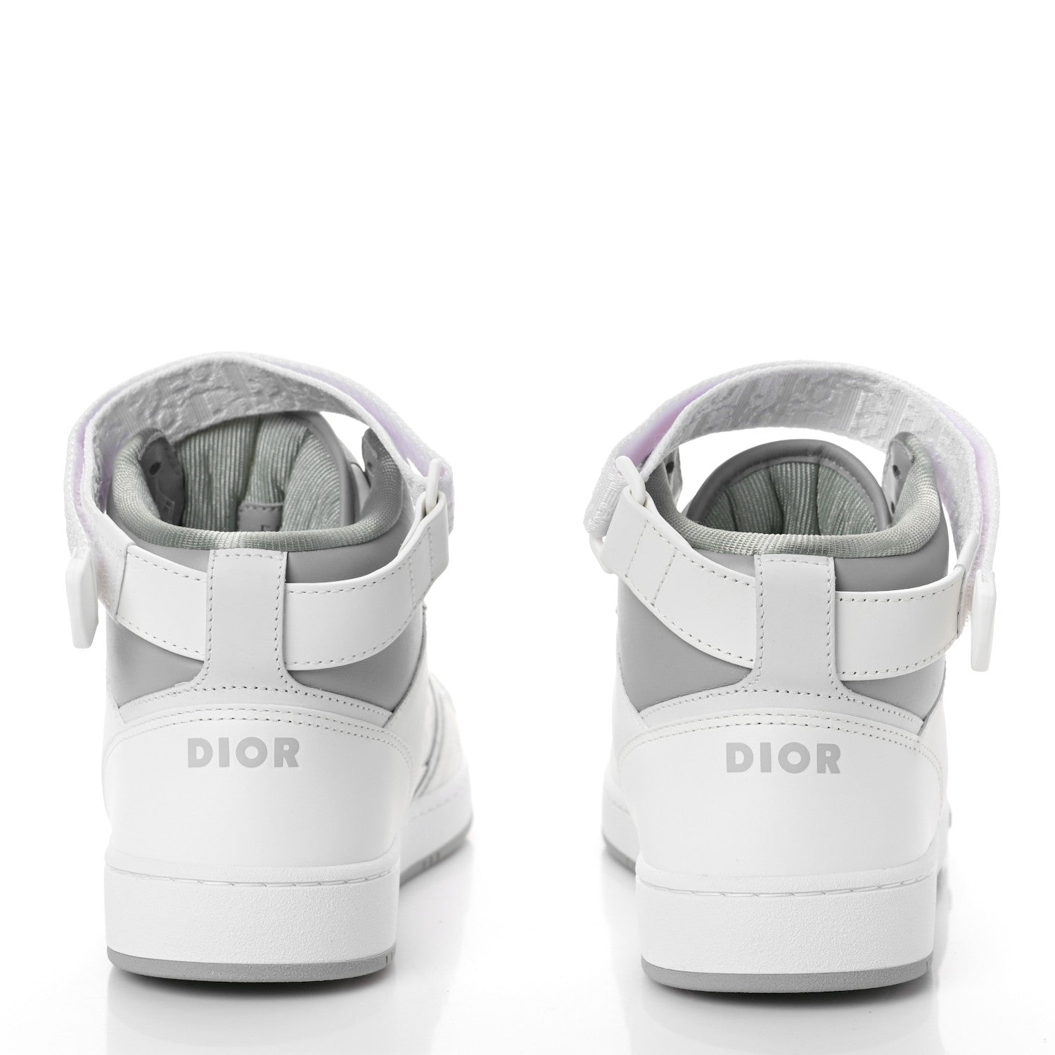 Christian Dior Smooth Calfskin Oblique Galaxy Perforated Mens B27 Mid Top Sneakers 41 White Grey 5 of 9