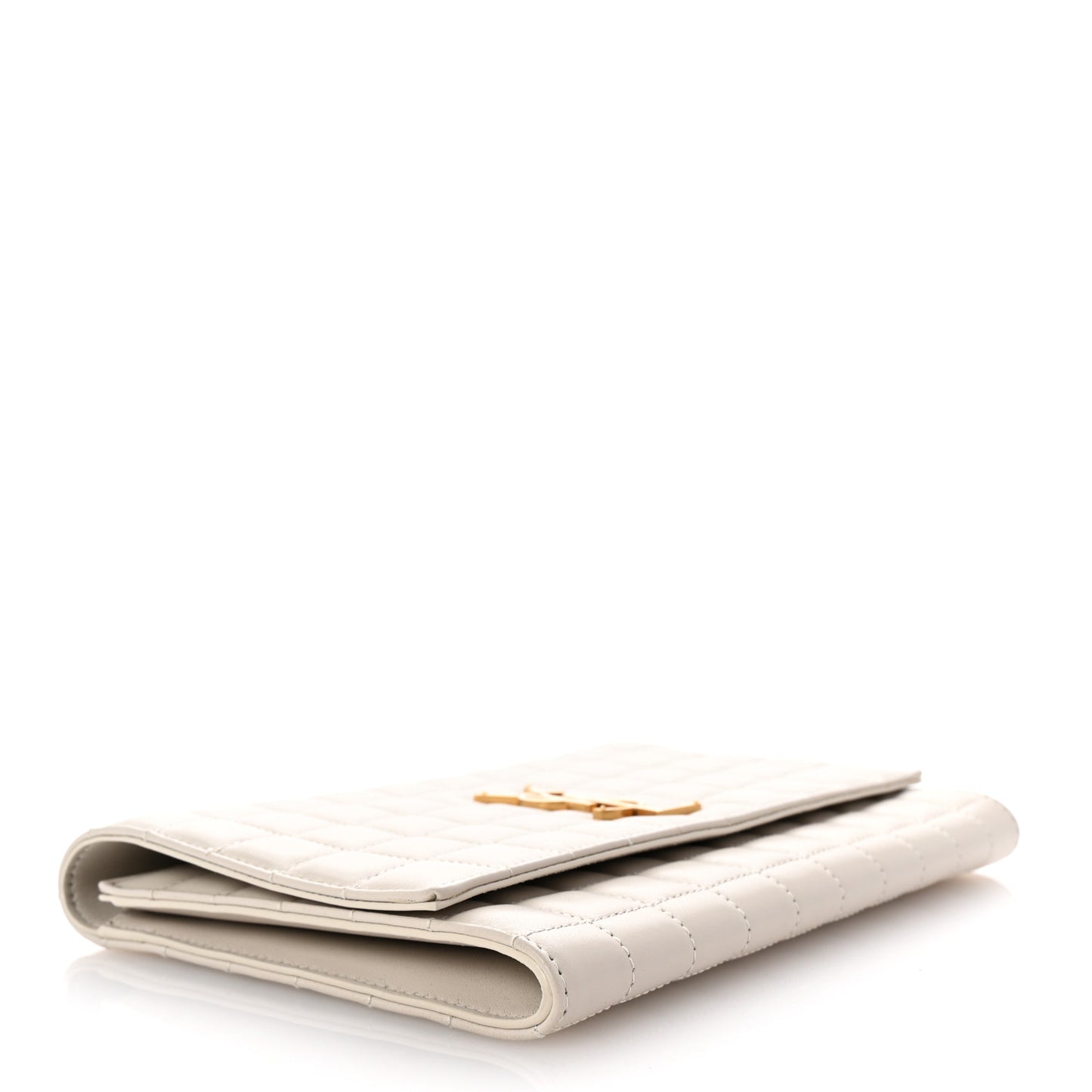 Lambskin Carre Quilted Cassandre Pouch Clutch Crema Soft