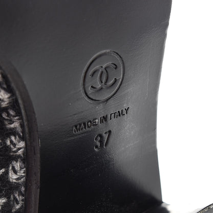 Chanel Fantasy Tweed Snakeskin Short Boots 37 Black 6 of 8