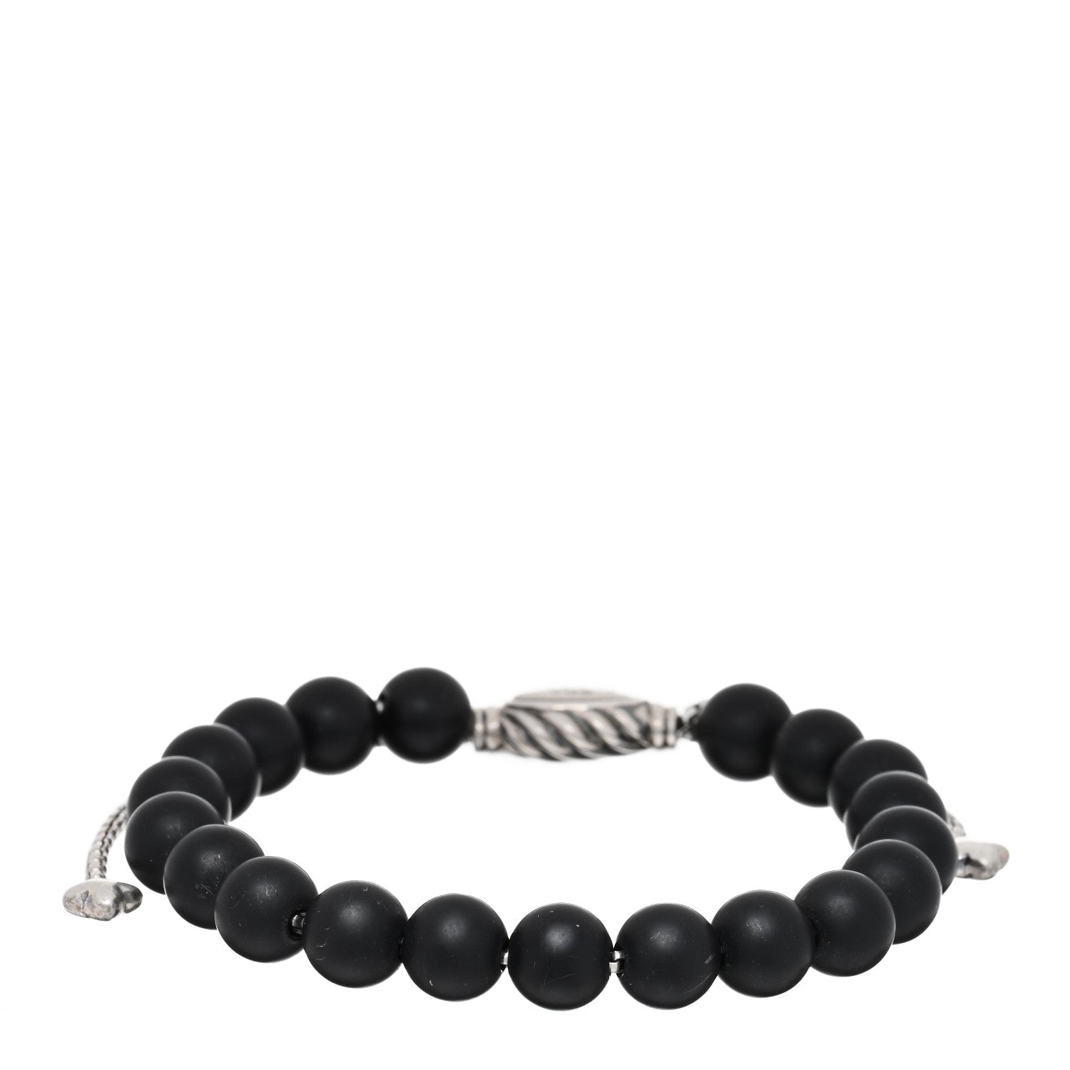 David Yurman Sterling Silver Black Onyx 8mm Spiritual Beads Adjustable Bracelet 1 of 3
