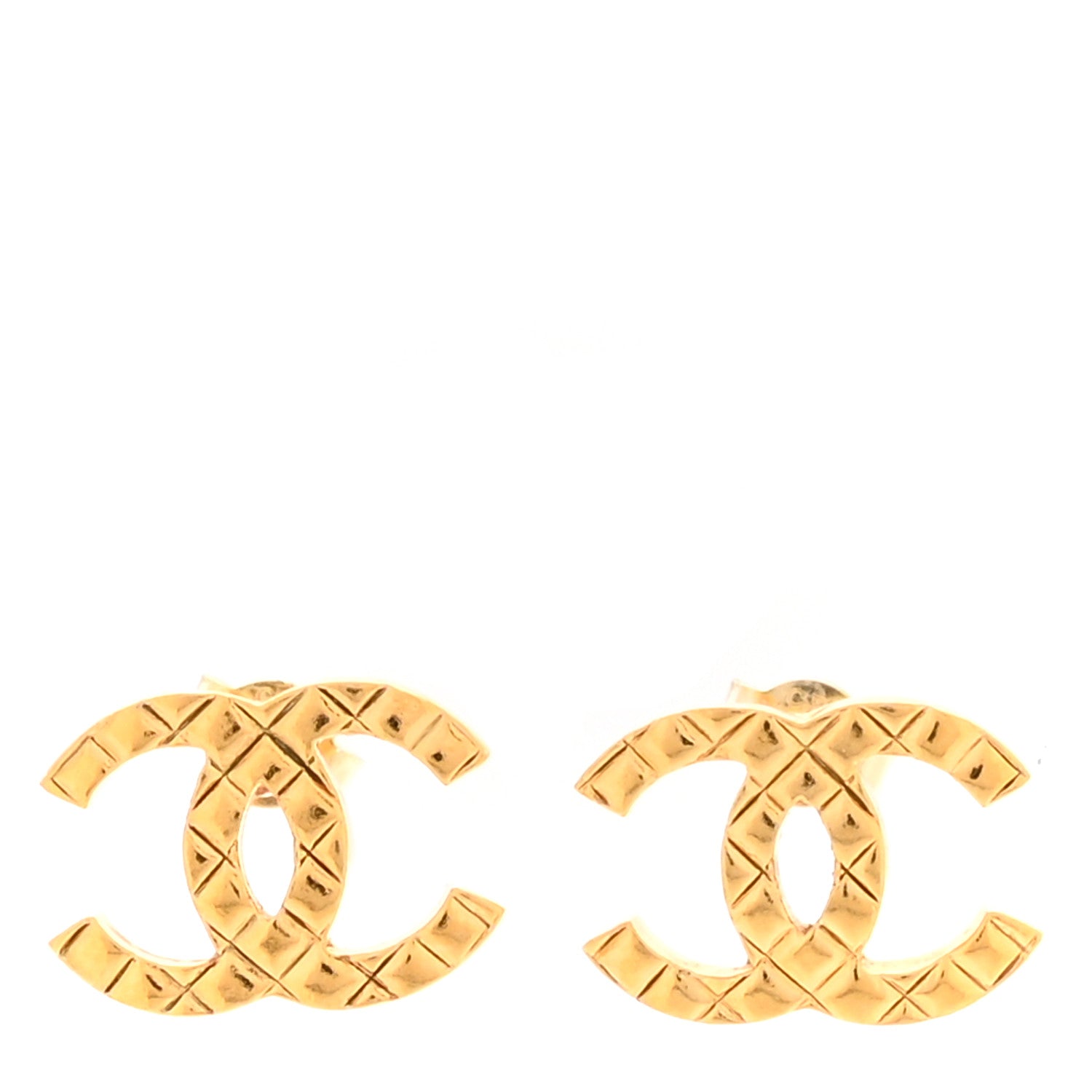 Chanel Metal Quilted CC Earrings Gold 1 of 4
