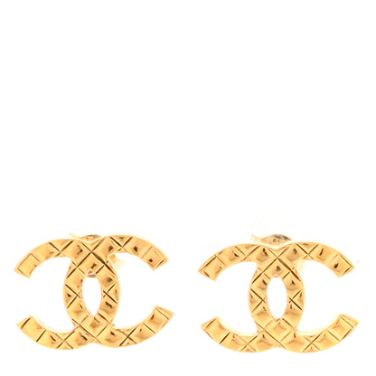 Chanel Metal Quilted CC Earrings Gold 1 of 4