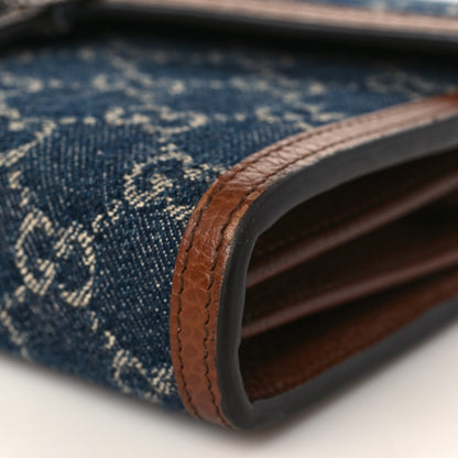 Gucci New Denim GG Monogram Dollar Calfskin Enamel Mini Dionysus Chain Wallet Blue Tea Cuir Epilog Electric Blue 8 of 9