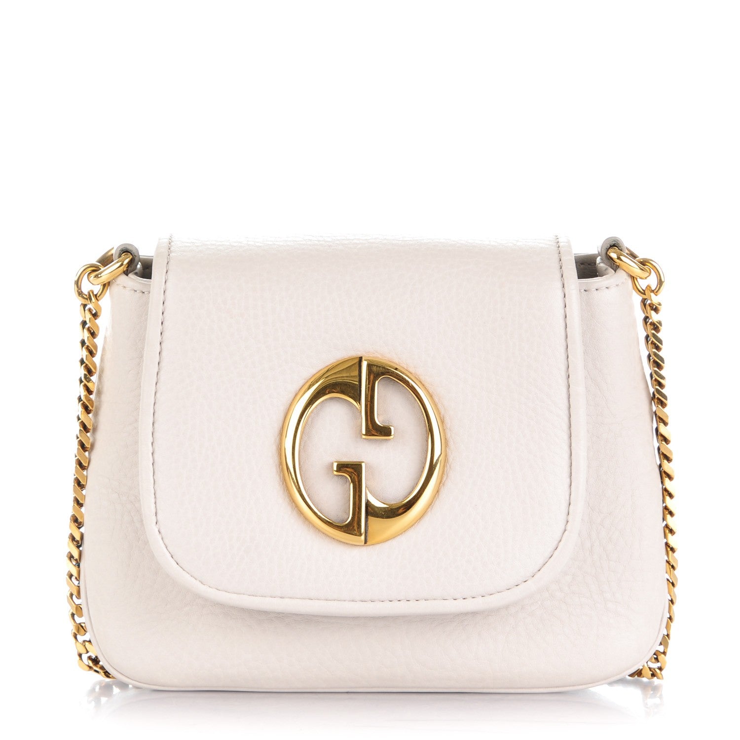 Gucci Pebbled Calfskin Small 1973 Chain Shoulder Bag Off White 1 of 7