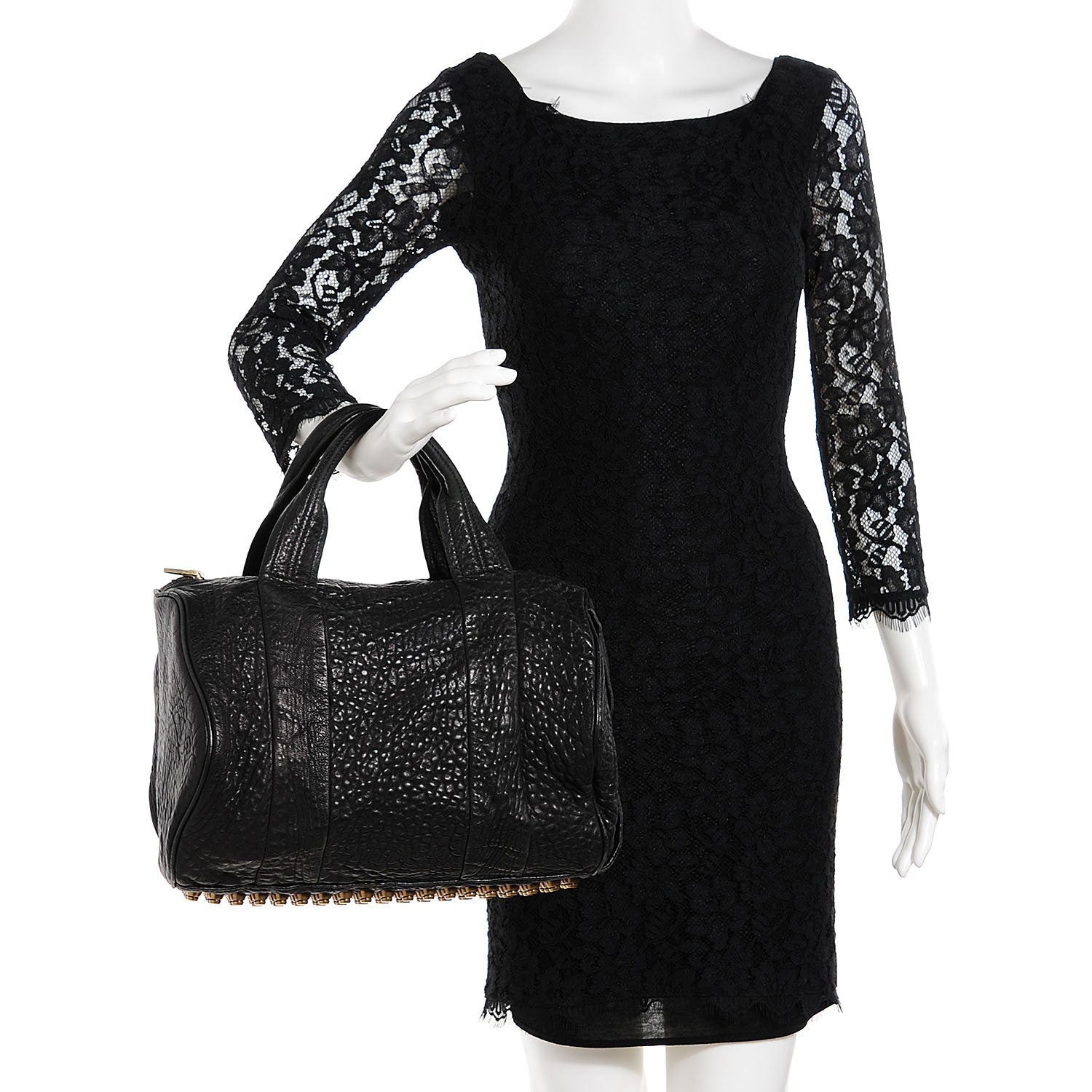 Alexander Wang Pebbled Lambskin Rocco Black Antique Brass Hardware 2 of 6