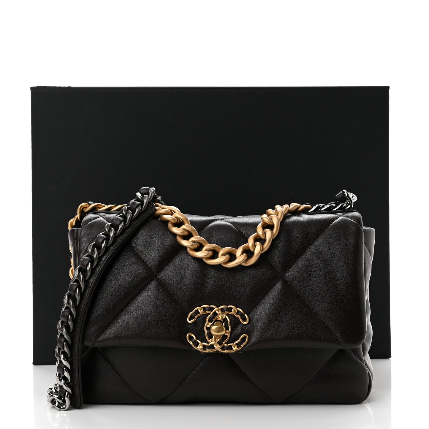 Lambskin Quilted Medium Chanel 19 Flap Dark Brown