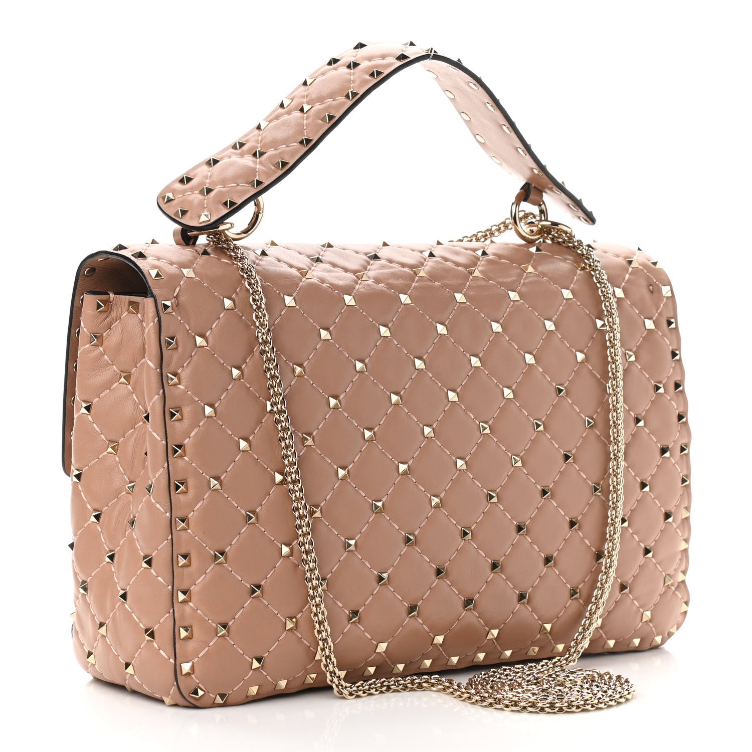 Valentino Garavani Nappa Large Rockstud Spike Shoulder Bag Soft Noisette 3 of 9
